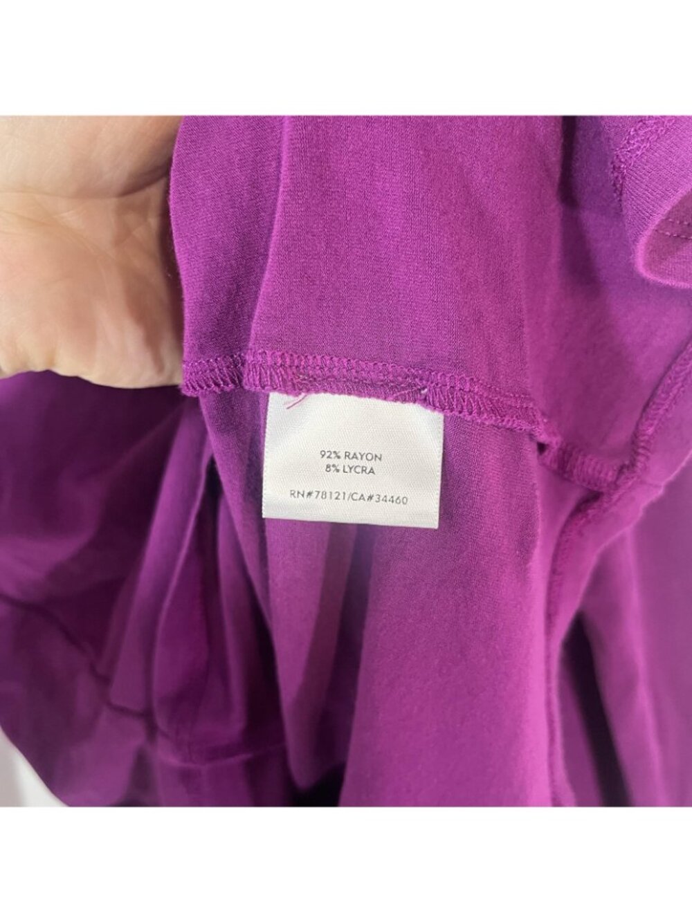 Eileen Fisher Shirt Womens Large Purple Solid Scoop Neck Long Sleeve Jersey Top - Picture 4 of 7